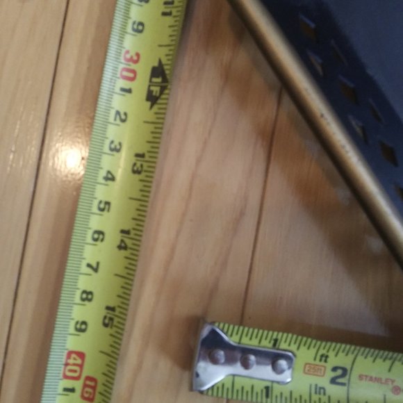 Hand-Painted Black Toleware Tray Florals pierced decorative Rim Signed Van - Picture 6 of 15